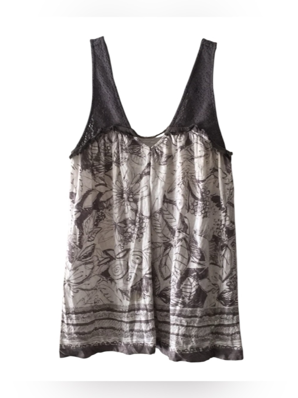 Kimchi Blue gray/white boho tank size S